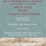 Přednáška - 600 let výročí bitvy u Panského Boru a u Vyšehradu